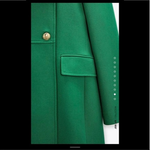 Women Zara Apple Green Buttoned Coat Size XS - Picture 8 of 16